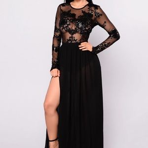 Black sequin gown fashion nova